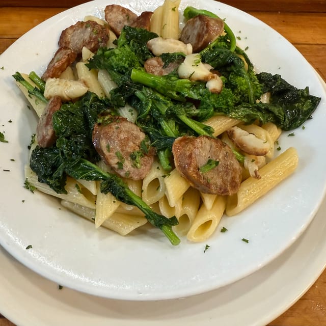 Cavatelli with Broccoli Rabe & italian Sausage (lunch).
